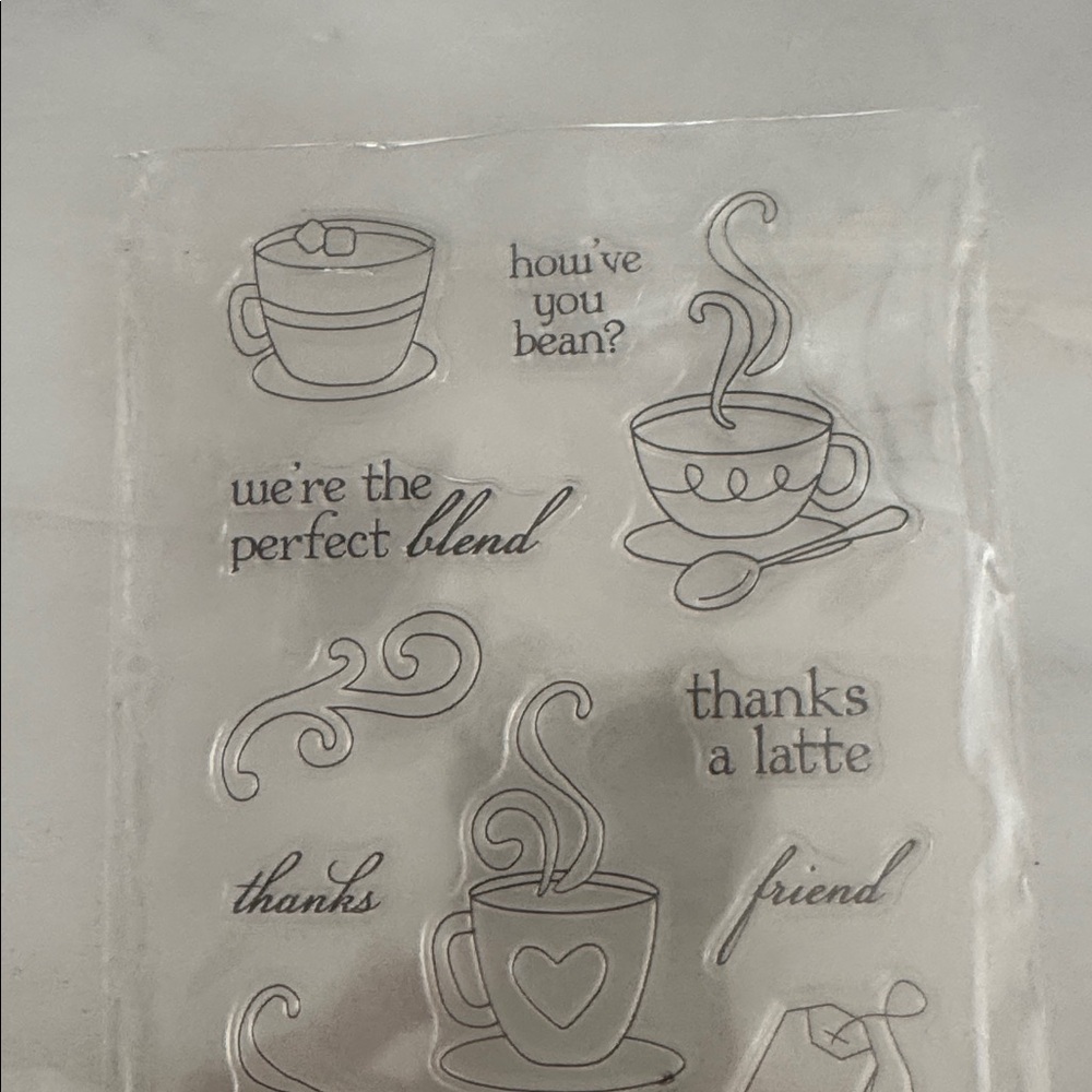 Kwan crafts coffee tea thank a latte clear stamps with acrylic clear blocks